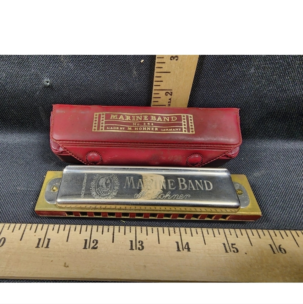 Vintage Hohner Marine Band Harmonica #364 C Key Used Tested Works